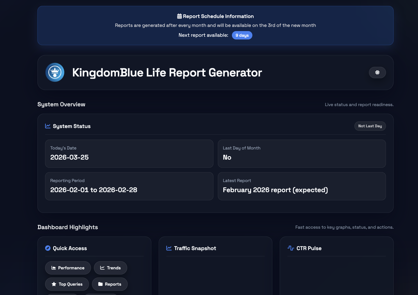 Reporting and analytics system preview